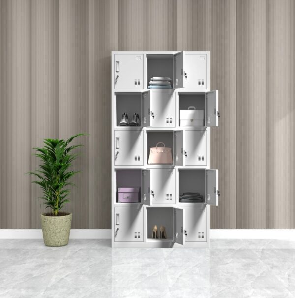 15-door steel locker cabinet, steel locker cabinet, metal locker cabinet, 15 door locker, office locker cabinet, employee locker cabinet, personal locker cabinet, secure locker unit, industrial locker cabinet, commercial locker cabinet, school locker cabinet, gym locker cabinet, warehouse locker cabinet, durable steel locker, multi-door locker cabinet, steel locker with 15 compartments, 15 compartment locker, staff locker cabinet, locker for employees, metal locker with multiple doors, heavy-duty steel locker, robust metal locker, steel storage locker, metal storage locker, secure steel locker, powder-coated locker cabinet, vandal-resistant locker, anti-theft locker cabinet, secure personal storage, steel cabinet with locks, locker with individual doors, personal storage lockers, workplace storage lockers, multipurpose locker cabinet, utility locker cabinet, employee storage cabinet, office steel lockers, school steel lockers, gym storage lockers, 15 door metal locker cabinet, industrial storage locker, commercial steel locker, metal locker with secure doors, compact locker cabinet, wall locker cabinet, floor-standing locker cabinet, vertical steel locker, horizontal locker cabinet, steel locker with nameplates, label-ready locker cabinet, numbered locker cabinet, steel locker with ventilation, locker with louvered doors, locker cabinet with vents, breathable locker cabinet, hygiene locker cabinet, cleanroom locker cabinet, locker cabinet for uniforms, locker for PPE storage, safety gear locker cabinet, steel locker for factory, metal locker for warehouse, staff room locker cabinet, locker for changing room, dressing room locker cabinet, fitness locker cabinet, health club locker cabinet, school hallway locker cabinet, dormitory locker cabinet, college locker cabinet, university locker cabinet, daycare locker cabinet, sports locker cabinet, coaching center locker cabinet, locker for recreational centers, training center lockers, multi-user locker cabinet, high capacity locker cabinet, locker cabinet for 15 users, 15-person locker cabinet, locker for small offices, compact office locker cabinet, locker for coworking spaces, locker for startups, staff locker unit, employee cubby locker, modular locker cabinet, customizable locker cabinet, color coded locker cabinet, lockable metal locker, steel locker with key lock, steel locker with padlock hasp, digital lock steel locker, steel locker with combination lock, RFID locker cabinet, biometric locker cabinet, smart locker cabinet, IoT-connected locker, high-tech locker cabinet, modern locker unit, sleek steel locker cabinet, minimal locker design, stylish locker cabinet, matte finish locker cabinet, glossy steel locker, colored steel lockers, blue steel locker cabinet, gray steel locker cabinet, white metal locker, black steel locker cabinet, office locker with central lock, centralized locking locker, locker with master key access, school locker with padlock option, staff locker with keys, break room locker cabinet, canteen locker cabinet, lunch break locker, locker for staff belongings, locker for handbags, mobile locker cabinet, locker cabinet on wheels, caster locker cabinet, fixed leg locker cabinet, adjustable leg locker cabinet, locker with rubber feet, noise-reducing locker cabinet, soft close locker doors, silent locker hinges, locker with shock absorbers, workplace locker solution, ergonomic locker cabinet, space-saving locker cabinet, locker cabinet for confined spaces, narrow steel locker cabinet, wide steel locker cabinet, tall locker cabinet, short locker cabinet, medium-height locker cabinet, corner locker cabinet, side-by-side locker unit, triple column locker cabinet, five-tier locker cabinet, locker cabinet with shelves, locker with hanging rod, locker with mirror, locker with coat hook, internal locker accessories, locker with storage bins, locker with shoe rack, locker with built-in charging port, locker with USB charging, locker with power outlet, locker with internal light, LED-lit locker cabinet, locker with ventilation fans, smart locker with sensors, locker with occupancy indicators, locker with WiFi connectivity, digital signage locker cabinet, tech-enabled locker cabinet, locker cabinet for digital offices, locker for smart workplaces, green office locker cabinet, sustainable steel locker, eco-friendly locker cabinet, locker made from recycled steel, BIFMA certified locker, ISO certified locker cabinet, fire-resistant locker cabinet, water-resistant locker cabinet, corrosion-resistant locker, rustproof steel locker, weatherproof locker cabinet, locker for outdoor use, locker for high-humidity areas, locker for harsh environments, chemical-resistant locker, anti-microbial locker cabinet, locker with hygiene features, locker for hospitals, locker for healthcare facilities, locker for clinics, locker for laboratories, medical storage locker, sterile locker cabinet, cleanroom locker, locker for pharmaceuticals, locker for food industries, HACCP compliant locker, industrial-grade steel locker, heavy-duty metal locker cabinet, commercial use locker, long-lasting locker cabinet, locker with warranty, tested steel locker, high-strength locker cabinet, impact-resistant locker, tamper-proof locker, locker with reinforced doors, double-wall steel locker, thick gauge steel locker, locker cabinet with support frame, bolt-down locker cabinet, locker with anchoring system, locker with built-in leveling feet, locker for uneven floors, anti-tip locker cabinet, wall-mountable locker cabinet, free-standing locker cabinet, locker cabinet for equipment, locker cabinet for uniforms and tools, secure storage for workers, lockers for field workers, construction site locker, site office locker cabinet, workshop locker cabinet, tool room locker cabinet, manufacturing locker cabinet, production line locker, fabrication shop locker, auto shop locker cabinet, automotive workshop locker, locker cabinet for machinery areas, maintenance locker cabinet, janitor locker cabinet, cleaning supplies locker, steel cabinet for cleaning crew, locker for oil rigs, locker for mining sites, high-security locker cabinet, government facility locker, military-grade locker cabinet, police locker cabinet, prison locker cabinet, correctional facility locker, law enforcement locker, forensic lab locker cabinet, education locker cabinet, academic facility locker, teacher’s locker cabinet, student locker cabinet, locker for staff lounges, library locker cabinet, locker cabinet for labs, science room locker, engineering department locker, office admin locker, HR locker cabinet, locker for ID storage, locker for access cards, locker for confidential files, locker for document bags, locker for company assets, locker cabinet for IT equipment, locker for mobile phones, electronics locker cabinet, device charging locker cabinet, locker for tablets and laptops, locker with cable routing, office locker for gadgets, tech storage locker cabinet, employee locker for devices, locker for team equipment, locker for internal departments, department-based locker cabinet, enterprise storage locker, shared locker cabinet, locker for open-plan offices, collaborative locker storage, team locker cabinet, multipurpose storage locker, locker cabinet with partitioned sections, locker cabinet for clean and dirty storage, dual-compartment locker, locker with top and bottom storage, split-door locker cabinet, locker for seasonal clothing, locker cabinet for footwear, uniform and boot locker, locker for tools and garments, locker with integrated bench, locker cabinet with seating, steel locker with bench seat, locker with coat shelf, locker for back-of-house storage, retail locker cabinet, customer locker cabinet, gym member locker cabinet, hotel staff locker, hospitality locker cabinet, locker cabinet for theme parks, amusement park locker, theater locker cabinet, backstage locker cabinet, locker for entertainers, locker for sports teams, team locker cabinet, locker for athletes, professional sports locker cabinet, fitness center locker, locker for locker rooms, locker for spas and saunas, locker for wellness centers, yoga studio locker cabinet, martial arts studio locker, boxing gym locker, locker for dance studios, musical school locker, locker for performing arts, wardrobe locker cabinet, backstage costume locker, theater prop locker, storage cabinet for entertainers, field team locker, transport office locker, airline staff locker, airport security locker, aviation locker cabinet, airline locker for crew, rail staff locker, bus depot locker cabinet, driver locker cabinet, logistics company locker, delivery locker cabinet, e-commerce warehouse locker, locker cabinet for couriers, package locker cabinet, internal mail locker cabinet, locker for delivery staff, high-frequency use locker, locker cabinet with frequent access, locker for time-sensitive access, express locker cabinet, steel cabinet for public spaces, locker for government offices, bank locker cabinet, finance office locker, legal office locker cabinet, law firm locker cabinet, accounting firm locker, audit room locker, vault room locker, secure document storage locker, compliance locker cabinet, sensitive data locker cabinet, locker for confidential storage, and multipurpose steel locker cabinet.