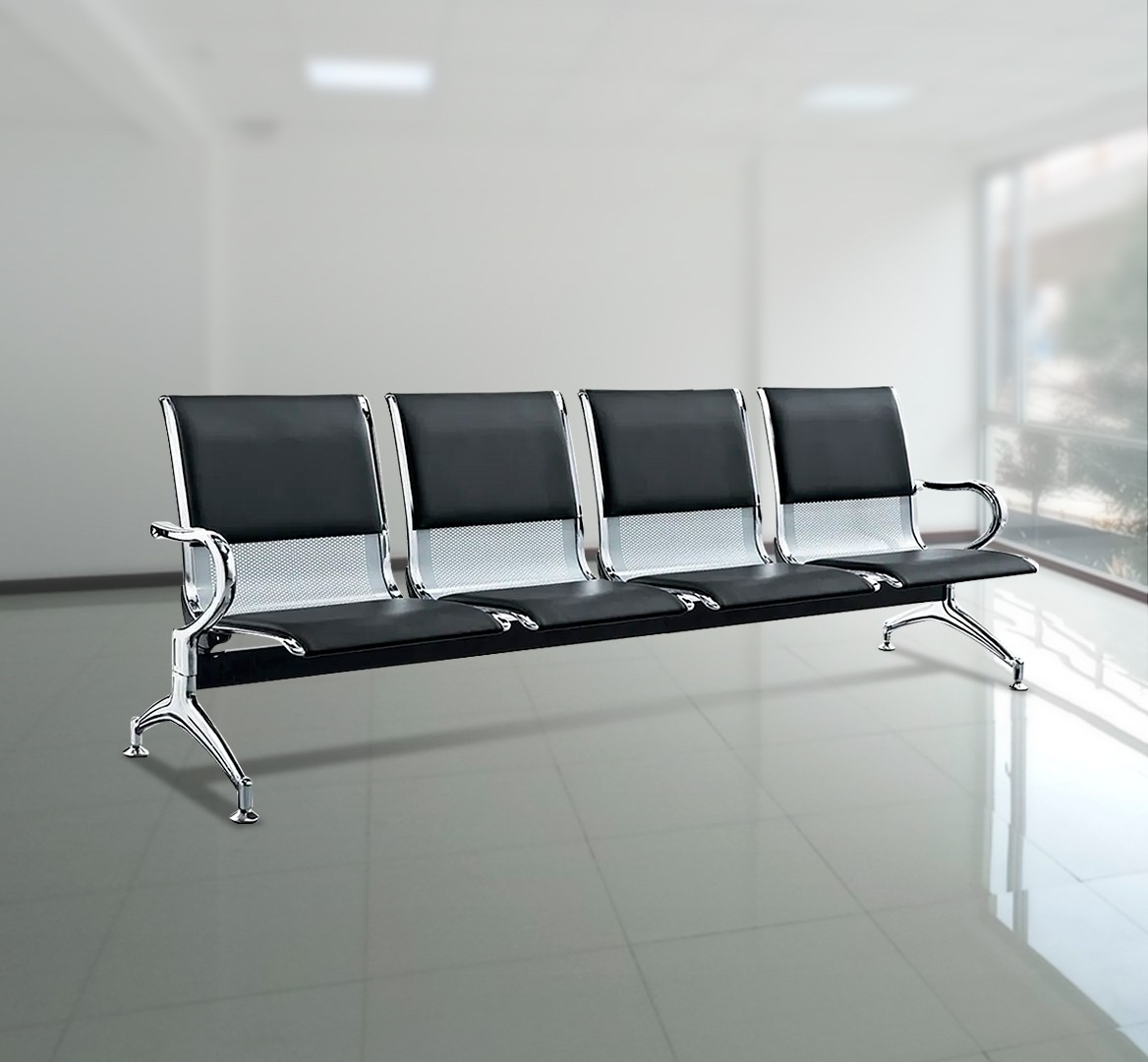 4 seater office waiting bench
